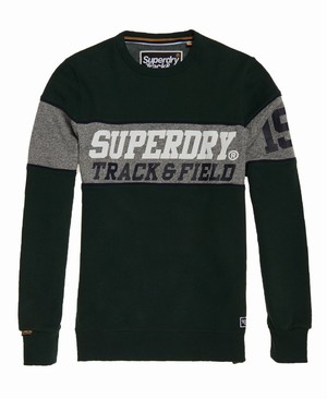 Superdry Triple Drop Track Férfi Pulóver Sötét Zöld/Szürke | QVDPO9182